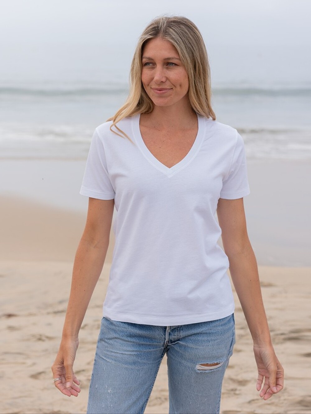 Womens Short Sleeve V-neck (100% Organic Cotton)